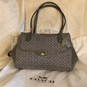 Coach Satchel Like New Gray Signature & Leather